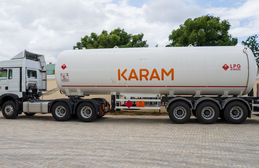 A Karam LPG bulk tanker delivering metered gas